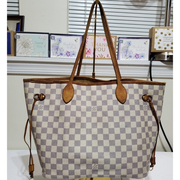 LOUIS VUITTON Damier Azur Neverfull MM Bag - Picture 2 of 13